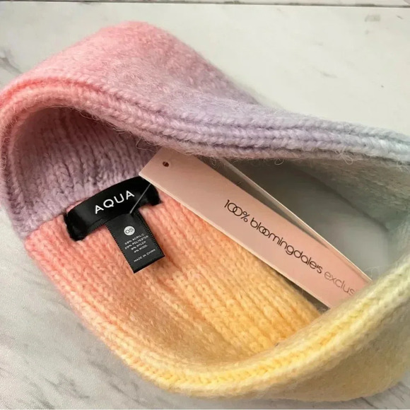 Aqua Rainbow Headband Multi Color Knitted Ribs One Size O/S Space Dye - Picture 3 of 4